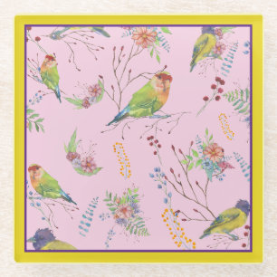 Bird Botanical Glass Coaster