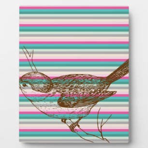 bird branch animals nature colourful pattern art plaque