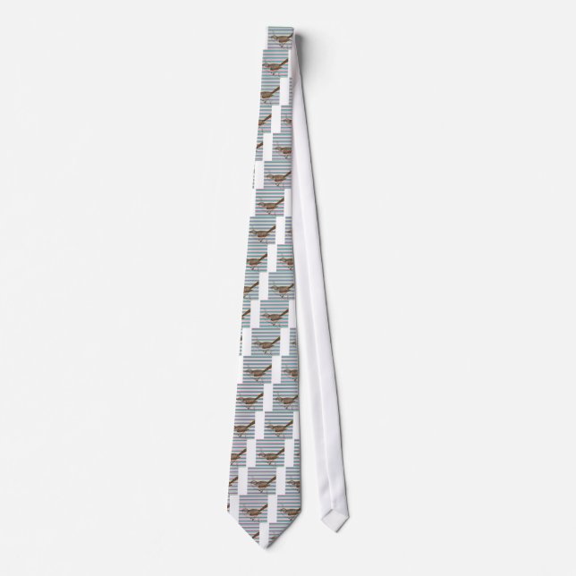 bird branch animals nature colourful pattern art tie (Front)