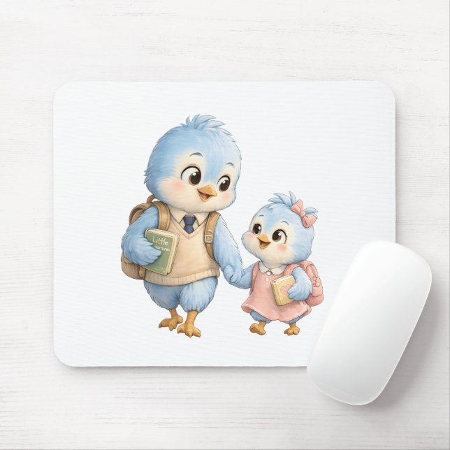 Bird Brother Sister Desk Mouse Pad (With Mouse)