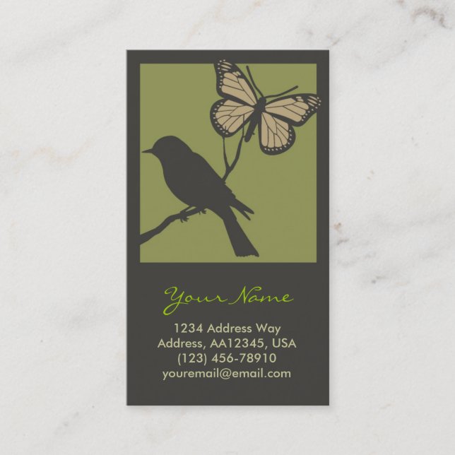 Bird Butterfly Profile Card (Green) (Front)