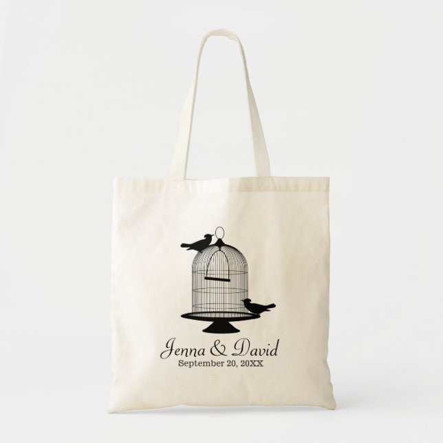 Bird Cage and Birds Custom Wedding Tote Bag (Front)