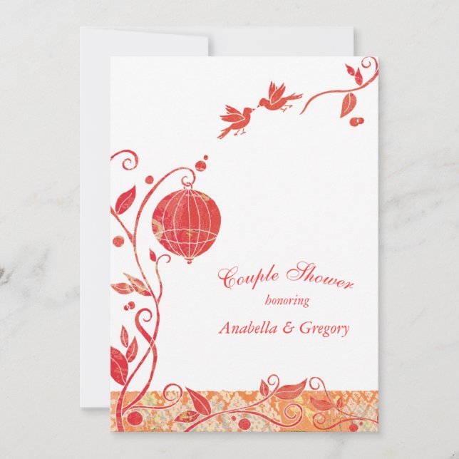 Bird Cage Birds Wedding Couple's Shower Invitation (Front)