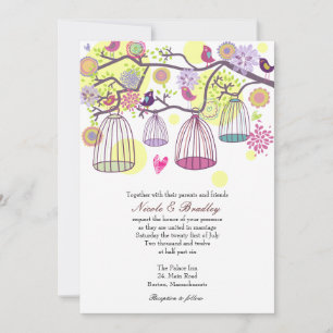 Bird Cage Love Birds Wedding Invitation