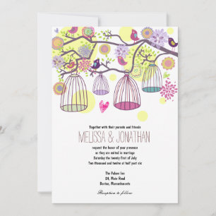 Bird Cage Love Birds Wedding Invitation