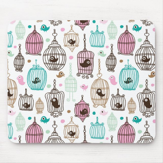 bird cage love kids background pattern mouse pad (Front)