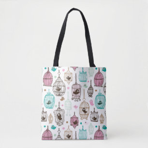 bird cage love kids background pattern tote bag