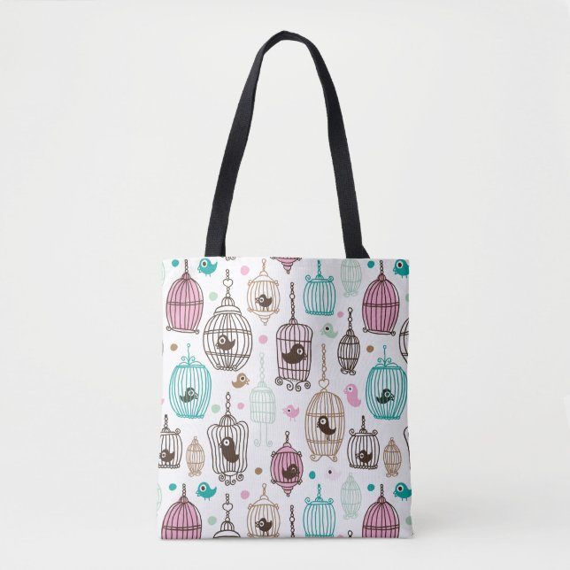 bird cage love kids background pattern tote bag (Front)
