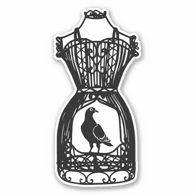 Bird Cage Mannequin Dress form Silhouette Art (Front)