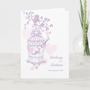 Bird cage pink purple wedding program programme