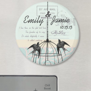 Bird Cage Wedding Magnets Postcard Background