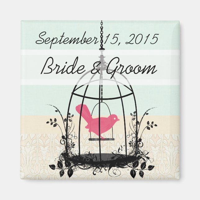 Bird Cage Wedding Stickers or Customise Magnet (Front)