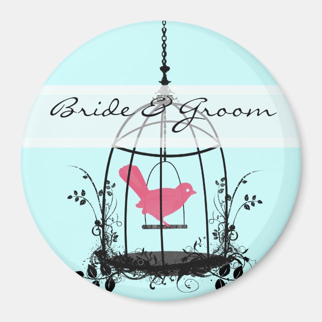 Bird Cage Wedding Stickers or Customise Magnet (Front)