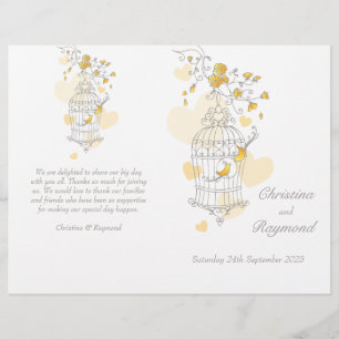 Bird cage yellow grey large Wedding programme