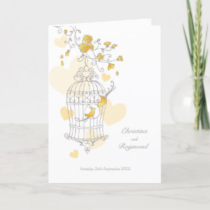 Bird cage yellow grey wedding ceremony program programme