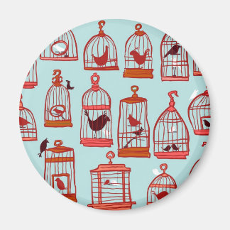Bird Cages on Blue Magnet