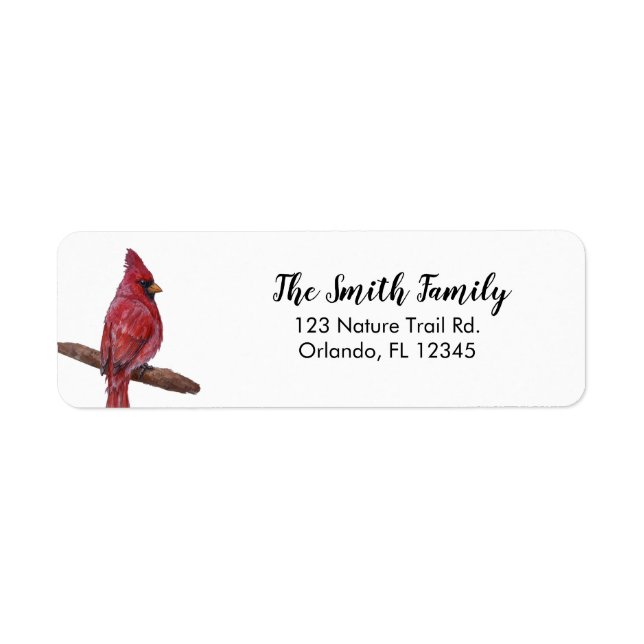 Bird Cardinal Painting Return Address (Front)