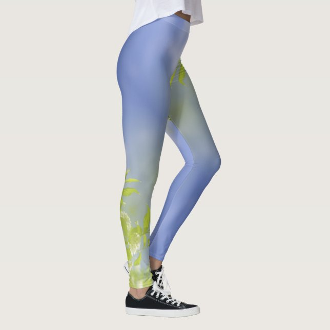 Bird Cherry Tree Blossoms Flowers Sky Leggings (Right)
