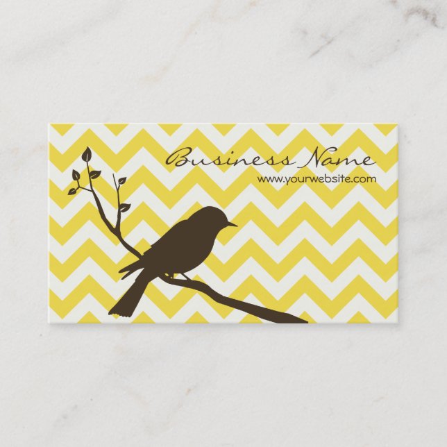 Bird Chevron Business Card (yellow) (Front)