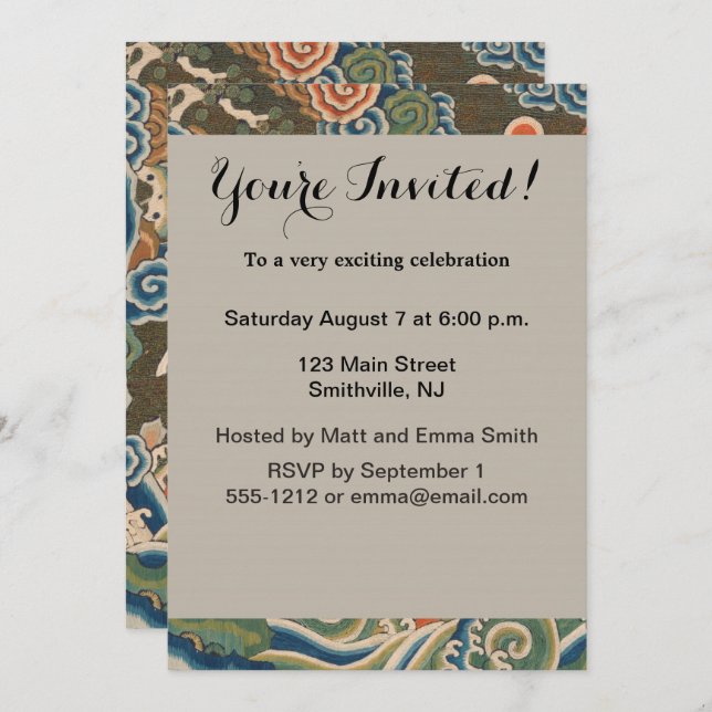 Bird Chinese Antique Decor Invitation (Front/Back)