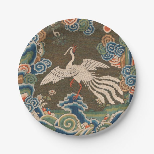 Bird Chinese Antique Decor Paper Plate (Front)