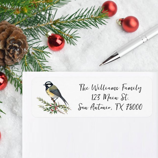 Bird Christmas Return Address (Beautiful winter bird return address label.)