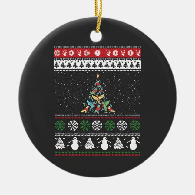Bird Christmas Tree Bird Lover Ceramic Tree Decoration (Front)