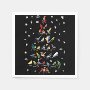 Bird Christmas Tree Happy Holidays Napkin