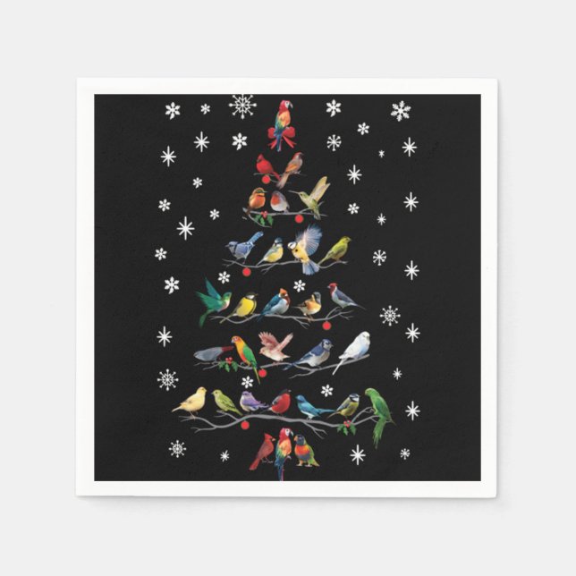 Bird Christmas Tree Happy Holidays   Napkin (Front)