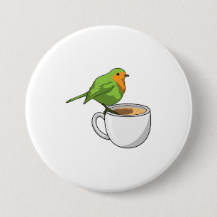 Bird Coffee Cup 7.5 Cm Round Badge