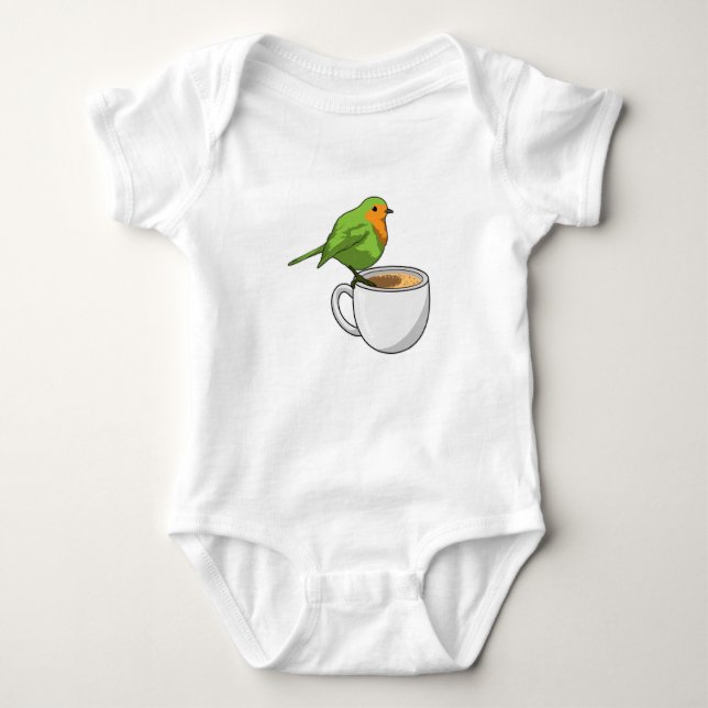 Bird Coffee Cup Baby Bodysuit (Front)