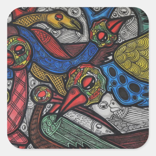 Bird conference square sticker (Front)