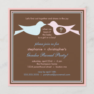 Bird Couple Baby Gender Reveal Party Invitation