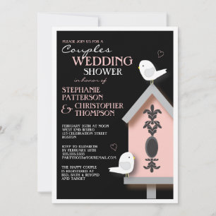 Bird Couple Damask Birdhouse Couples Shower Invitation