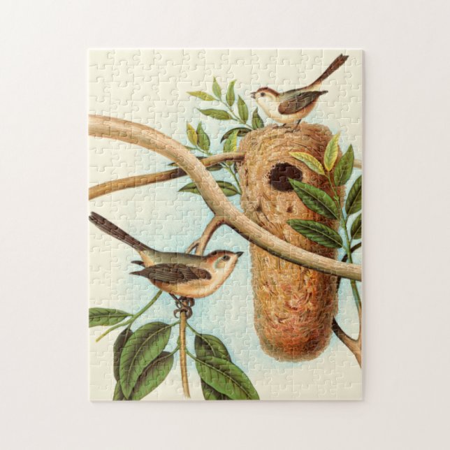 Bird Couple on a Nest Perched on a Branch Jigsaw Puzzle (Vertical)