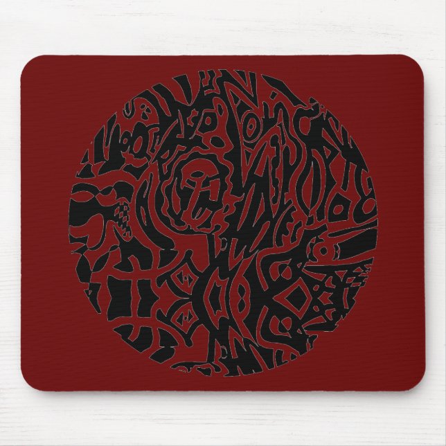"Bird Creature" B&W Abstract Mouse Pad (Front)