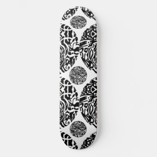 "Bird Creature" B&W Abstract Skateboard