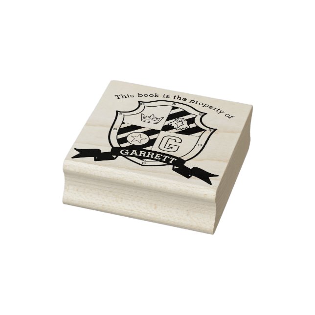 Bird crest letter G kids book library name Rubber Stamp (Stamp)