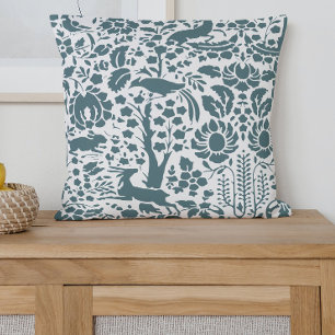 Bird, deer, floral damask cushion