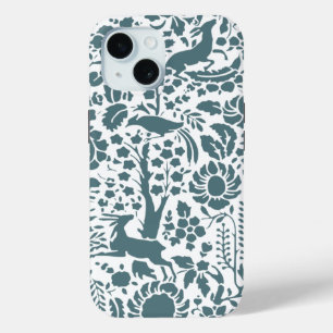 Bird, Deer, tree folk pattern iPhone 15 Case