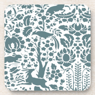 Bird, Deer, tree folk pattern Coaster