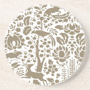 Bird, Deer, tree folk pattern Coaster