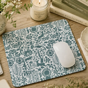 Bird, Deer, tree folk pattern Mouse Pad