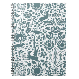 Bird, Deer, tree folk pattern Spiral Notebook