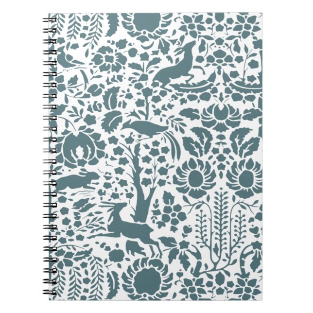 Bird, Deer, tree folk pattern Spiral Notebook (Front)