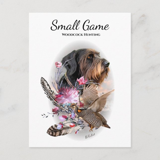 Bird dog , woodcock hunting postcard (Front)