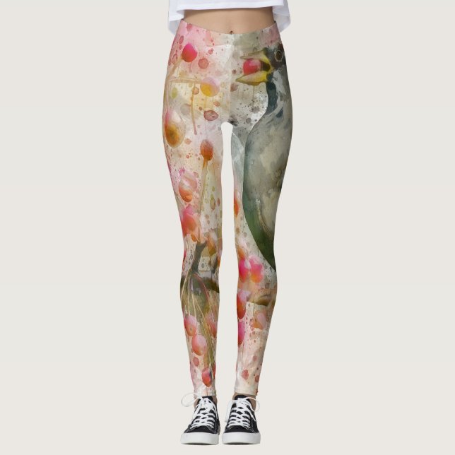 Bird Eating Berries, Women's Leggings (Front)