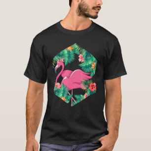 Bird Exotic Flower Animal Floral Pink Flamingo T-Shirt