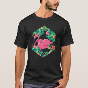 Bird Exotic Flower Animal Floral Pink Flamingo T-Shirt