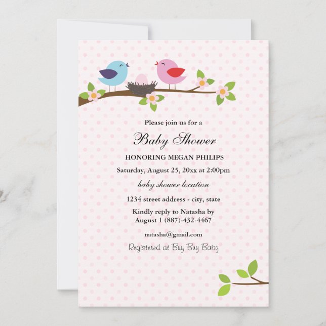 Bird Family Baby Shower Invitation (Front)